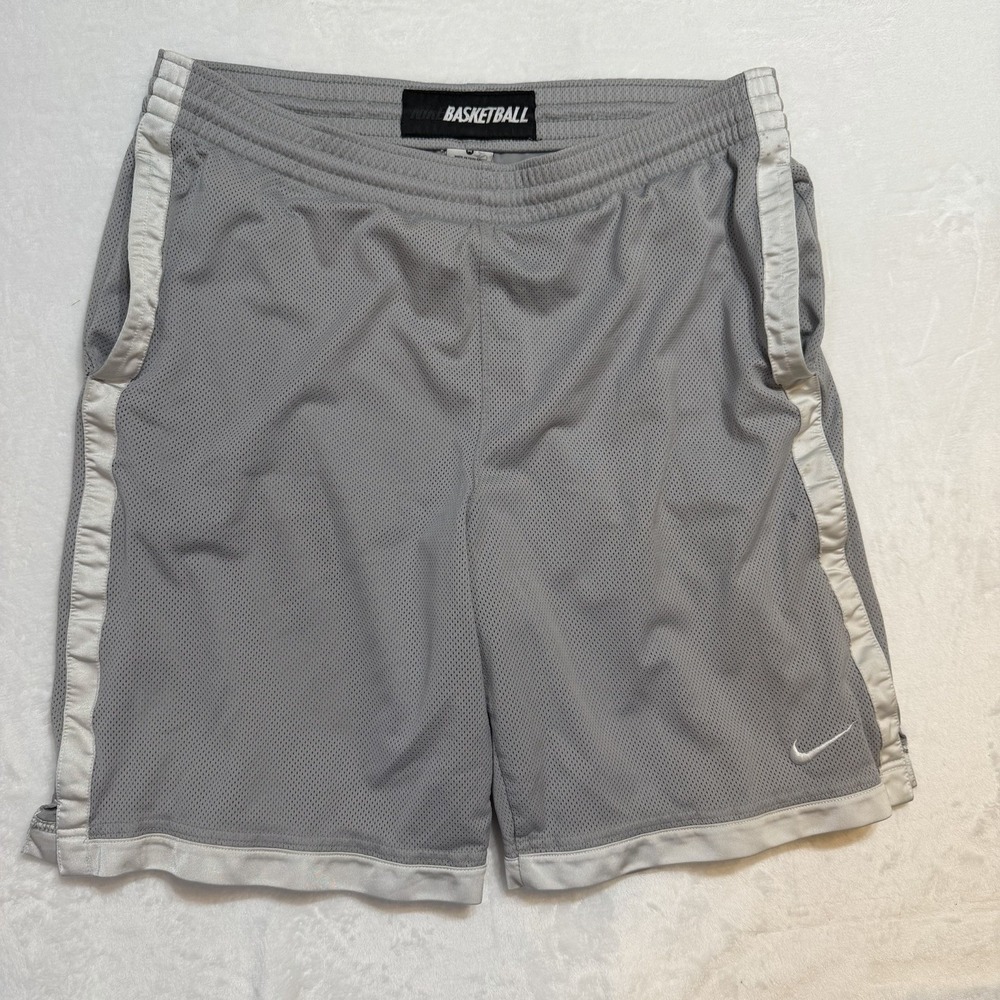 Vintage Nike Swoosh Basketball Shorts Mens M Medium Gray Mesh Baggy Y2K Boxing